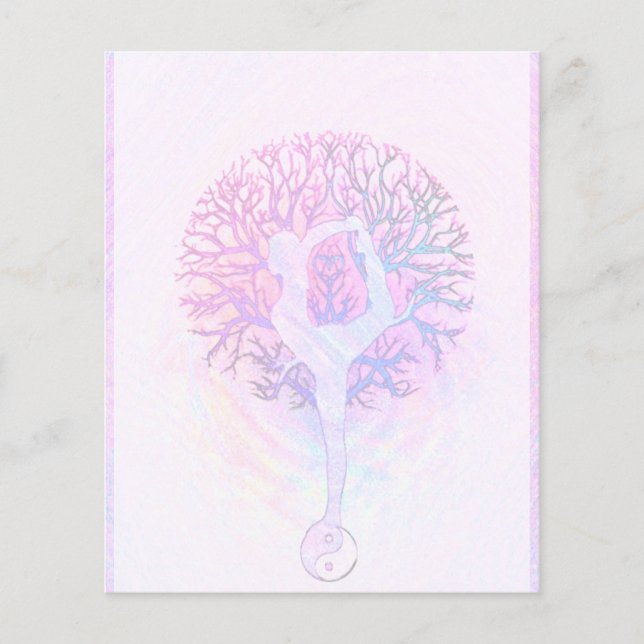 Pink Yoga Tree Frau in Pastellfarben Flyer (Vorne)