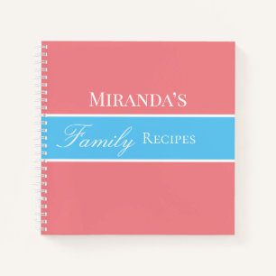 Pink Your Name Family Rezepte Script Typografie Notizbuch