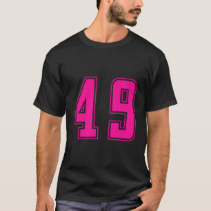 Pink Zahl 49 Team Junior Sports Numbered Uniform T-Shirt