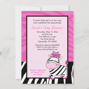 Pink Zebra 12x18 Baby Dusche Einladung