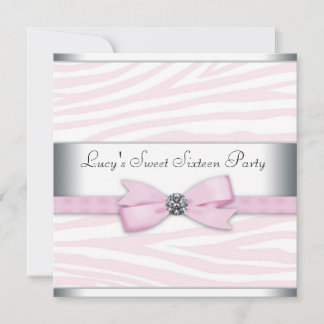 Pink Zebra 16 . Geburtstag Geburtstagsparty Einladung