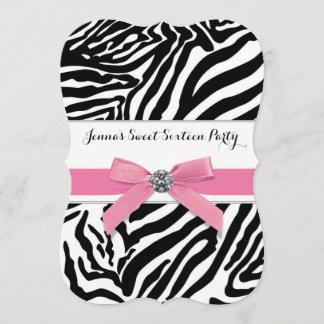 Pink Zebra 16 . Geburtstag Geburtstagsparty Einladung