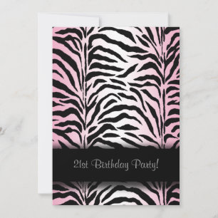 Pink Zebra 21. Geburtstagseinladungen Einladung