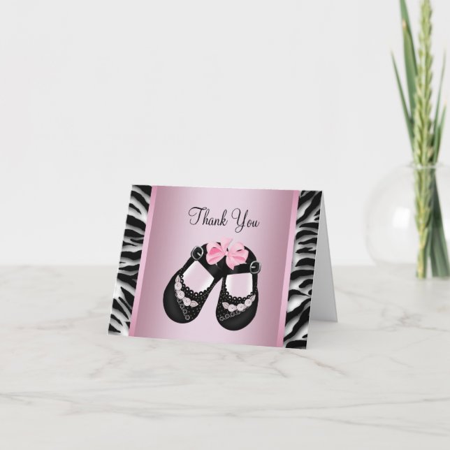 Pink Zebra Baby Dusche Danke (Vorderseite)