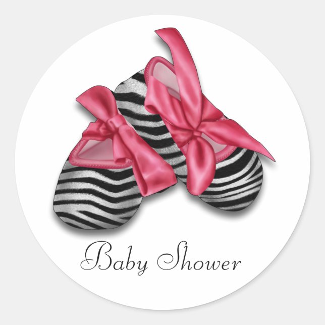 Pink Zebra Baby Shower Stickers (Vorderseite)
