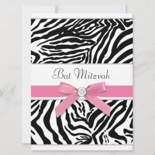 Pink Zebra Bat Mitzvah Einladung