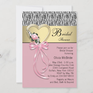 Pink Zebra Black Gold Zebra Brautparty Einladung