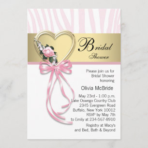 Pink Zebra Black Gold Zebra Brautparty Einladung