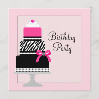 Pink Zebra Cake Cupcake Geburtstagsparty Einladung