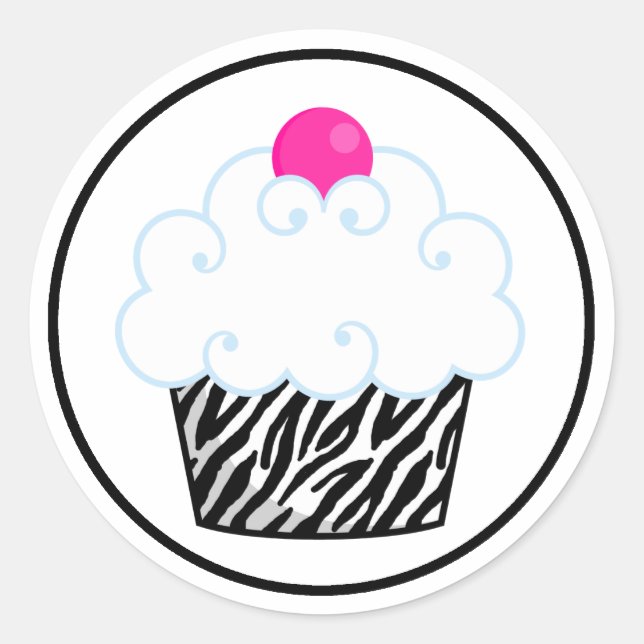 Pink Zebra Cupcake Stickers (Vorderseite)