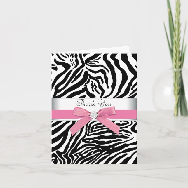 Pink Zebra Dankeschön Karten (Vorderseite)