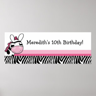 Pink Zebra Diva Custom Baby Duschbanner Poster