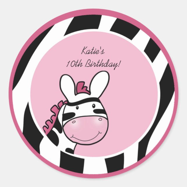 PINK ZEBRA DIVA JUNGLE 3" Bevorzugte Stickers (Vorderseite)