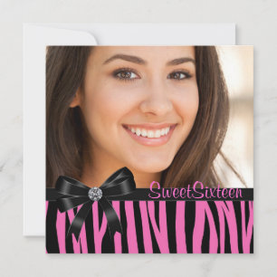 Pink Zebra Foto 16 . Geburtstag Geburtstagsparty Einladung