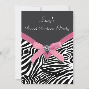 Pink Zebra Geburtstagsfeier Einladung
