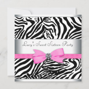Pink-Zebra-Geburtstagsfeier Einladung