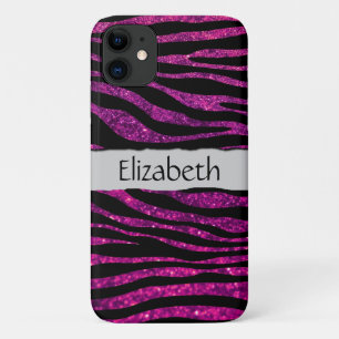 Pink Zebra, Glitter Zebra, Zebra Print, Your Name iPhone 11 Hülle