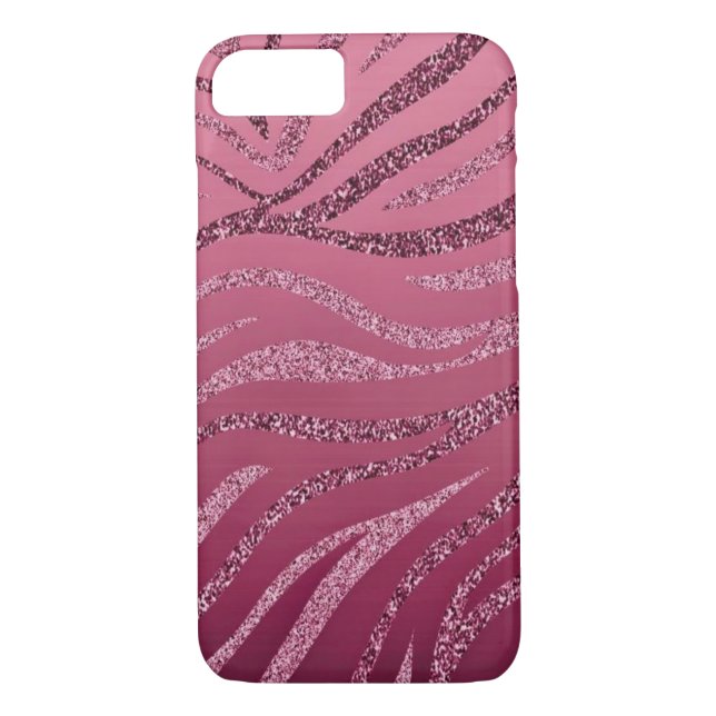 Pink Zebra Glitzer Case-Mate iPhone Hülle (Rückseite)