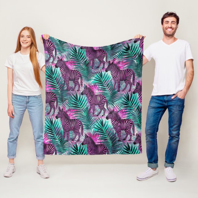 Pink Zebra Jungle Tropical Pattern Fleecedecke (Beispiel)