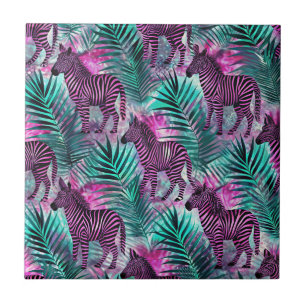 Pink Zebra Jungle Tropical Pattern Fliese