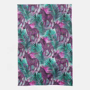 Pink Zebra Jungle Tropical Pattern Geschirrtuch