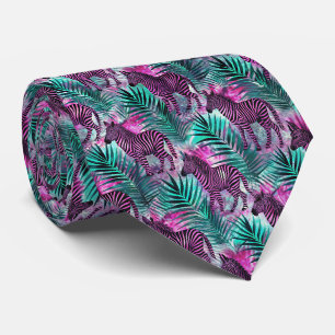 Pink Zebra Jungle Tropical Pattern Krawatte