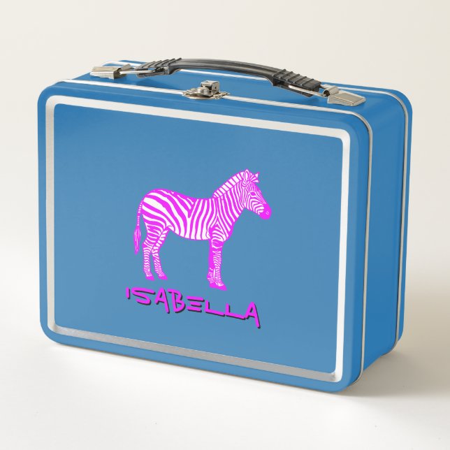 Pink Zebra Kids  Metall Brotdose (Vorderseite)