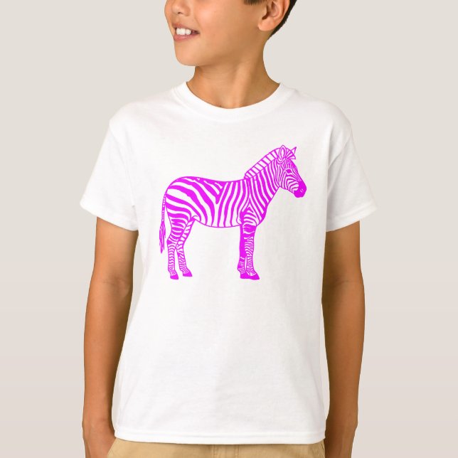 Pink Zebra Kids T-Shirt – Cute Striped Animal Tee  (Vorderseite)