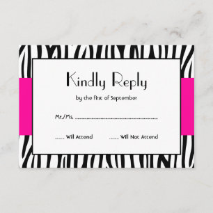 Pink Zebra Moderne UAWG RSVP Karte