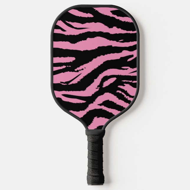 Pink Zebra Print Animal Muster Pickleball Schläger (Vorderseite)