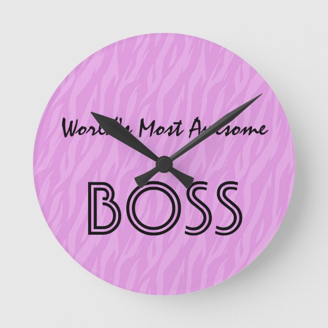 Pink Zebra Print World ist das Phantastischste BOS Runde Wanduhr (Vorderseite)