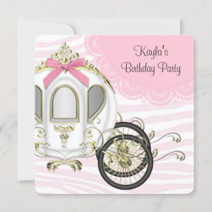 Pink Zebra Prinzessin Geburtstagsfeier Einladung