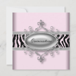 Pink Zebra Quinceanera Einladung