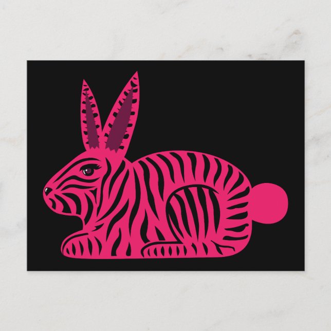 Pink Zebra Rabbit Postkarte (Vorderseite)