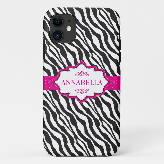 Pink Zebra Ribbon Case-Mate iPhone Hülle (Rückseite)