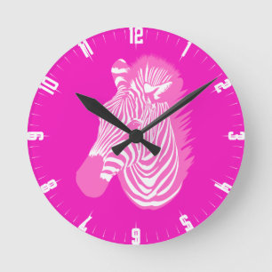 Pink Zebra Round Clock Runde Wanduhr