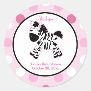 Pink Zebra Round Gevor Sticker