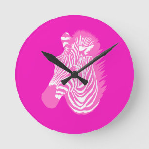 Pink Zebra Runde Wanduhr