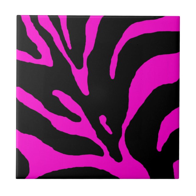 Pink Zebra Stripe Animal Print Fliese (Vorderseite)