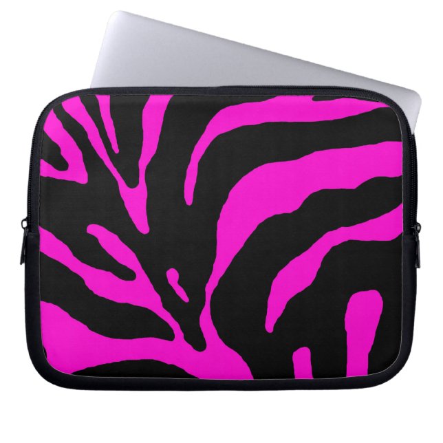 Pink Zebra Stripe Animal Print Laptopschutzhülle (Vorderseite)