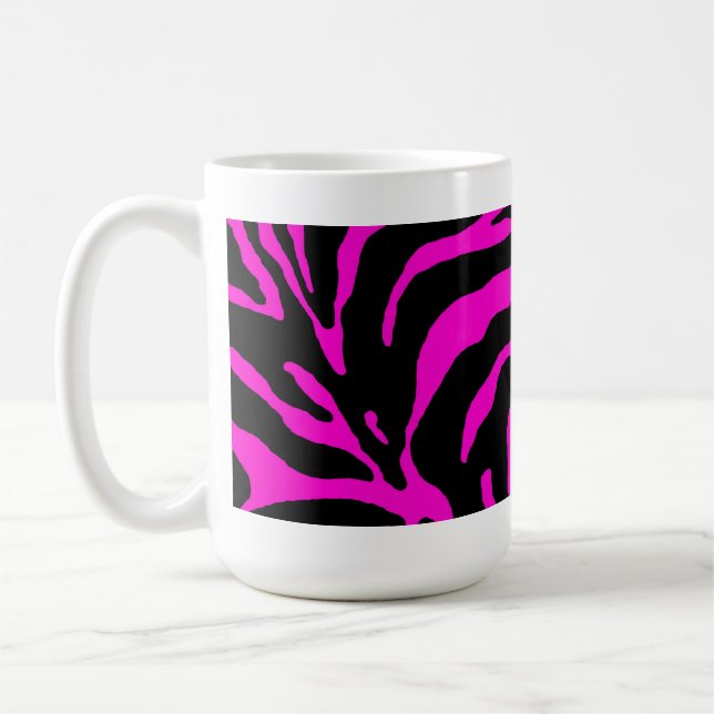 Pink Zebra Stripe Animal Print Tasse (Links)
