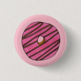 Pink Zebra Stripe Donut Doughnut Frühstück Küche Button