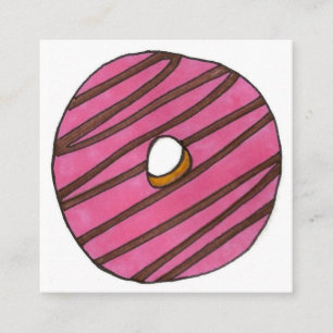 Pink Zebra Stripe Donut Doughnut Shop Frühstück Quadratische Visitenkarte