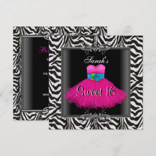 Pink Zebra Sweet Sixteen 16 Geburtstag Kleid Schwa Einladung