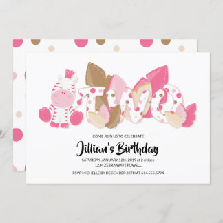Pink Zebra Zweite Geburtstagsparty Einladung