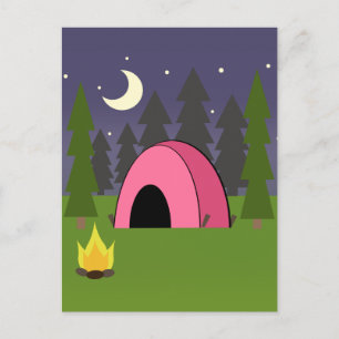 Pink Zent Camping Geburtstagsparty Postcard Einlad Einladungspostkarte