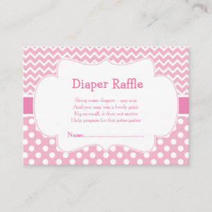 Pink Zickzack & Polka Dot Diaper Raffle Begleitkarte