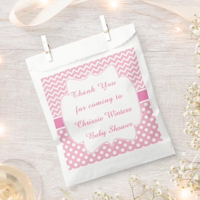 Pink Zickzack & Polka Dot Kinderdusche Party Geschenktütchen (Ausgeschnitten)