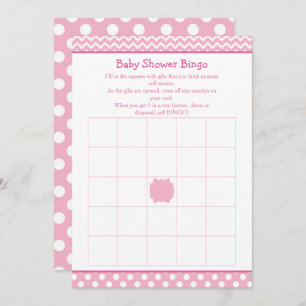 Pink Zickzack und Polka Dot Baby Dusche Bingo Einladung