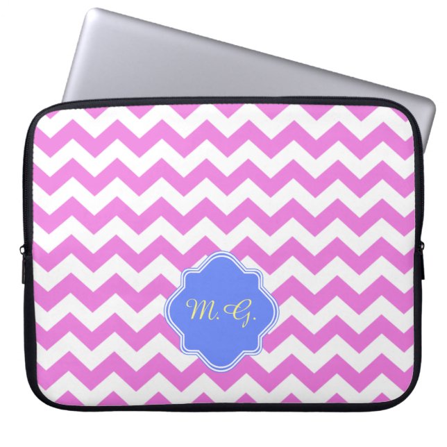 Pink Zickzack Zigzag Muster Laptopschutzhülle (Vorderseite)